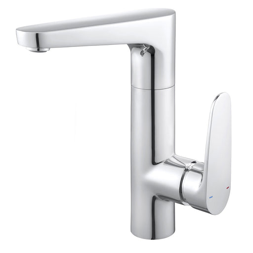 GoodHome Mixer Tap Tall Bathroom Basin Sink Swivel Lever Chrome Brass - Image 1