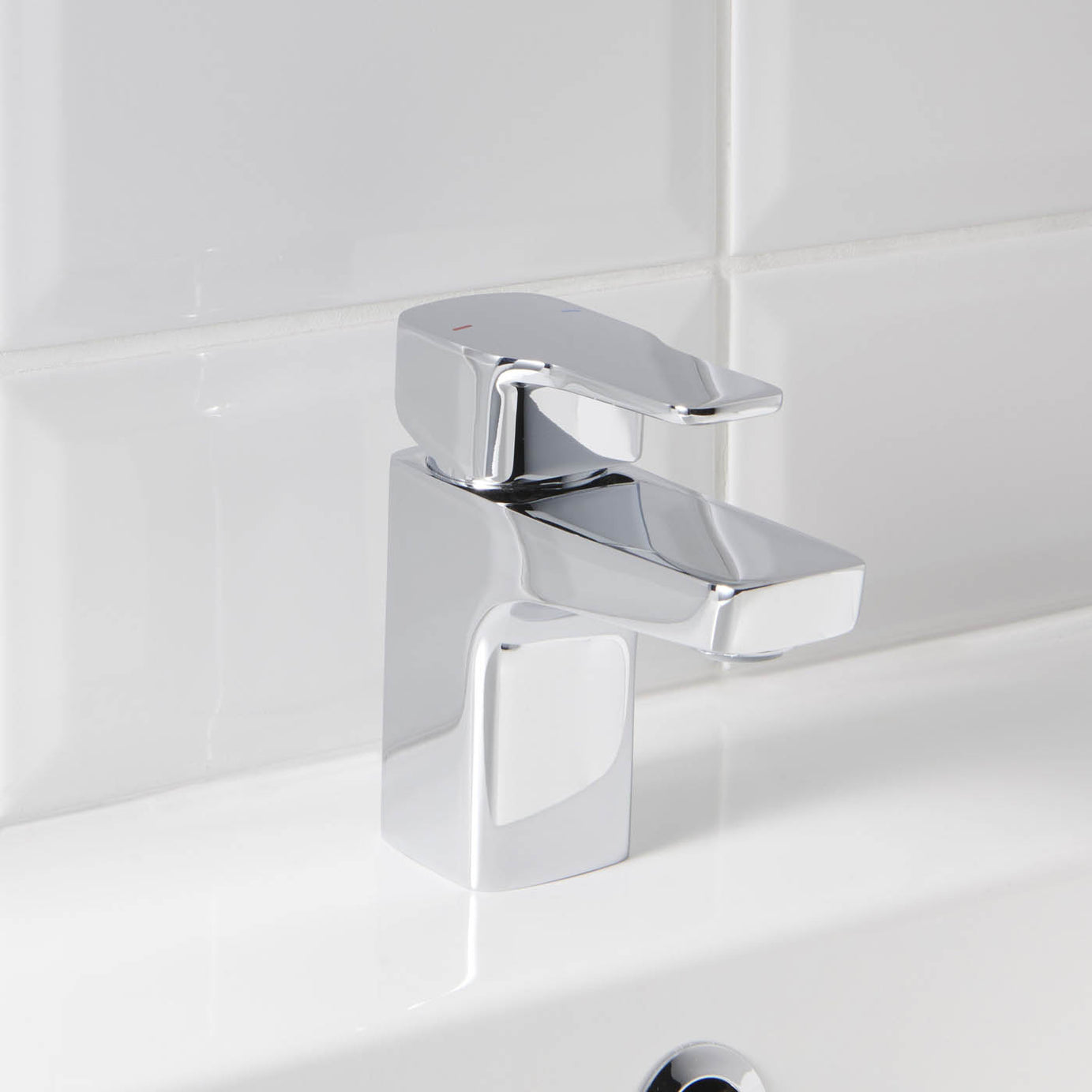 Bathroom Basin Tap Mono Mixer Chrome Single Lever Brass Small Square Faucet - Image 2