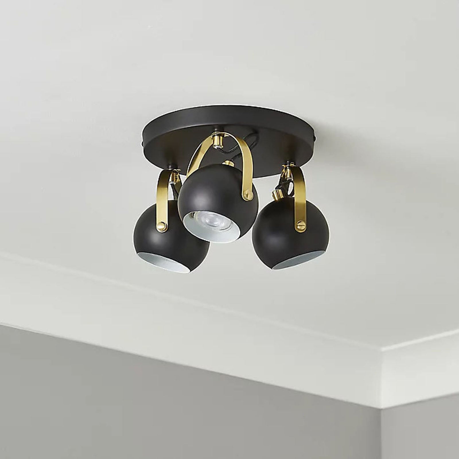 Azure LED Ceiling Spotlight Multi Arm Matt Black Modern Retro Style Round Shades - Image 1