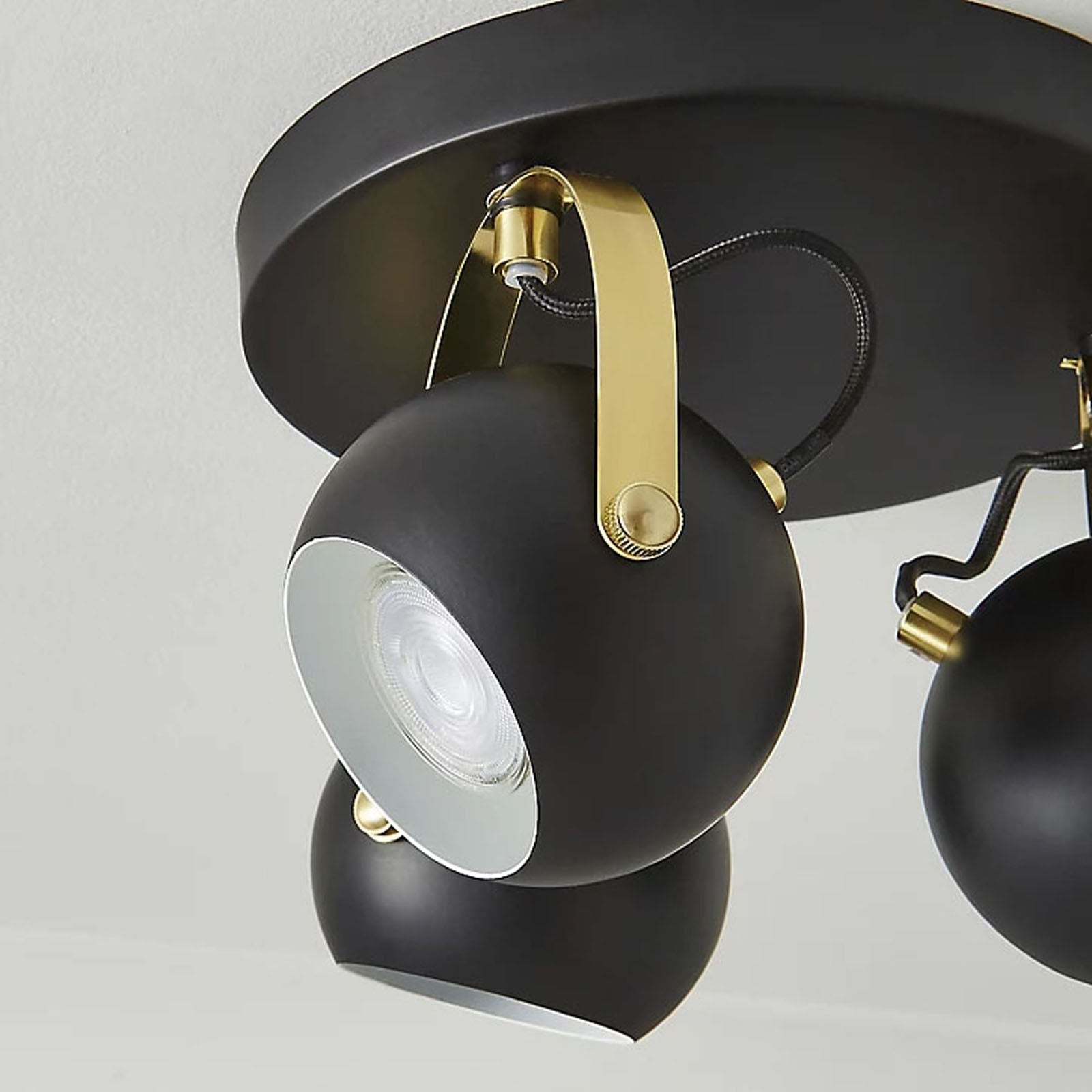 Ceiling Spotlight 3 Way Matt Black Modern Retro Style Round Shades LED IP20 240V - Image 4