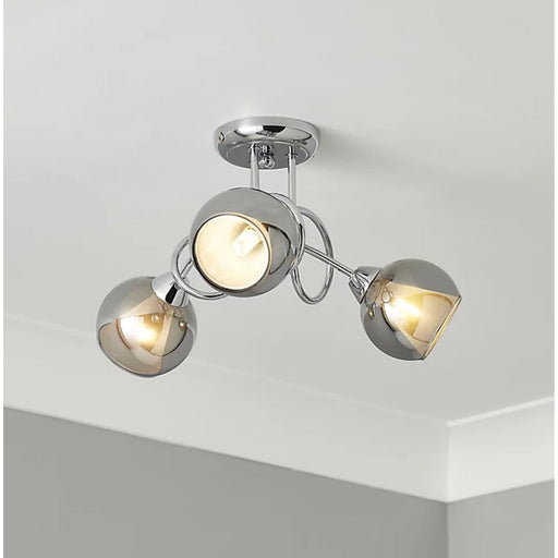 Ceiling Light 3 Lamp Chrome Smoked Glass Effect Modern Indoor G9 IP20 240V 28W - Image 1