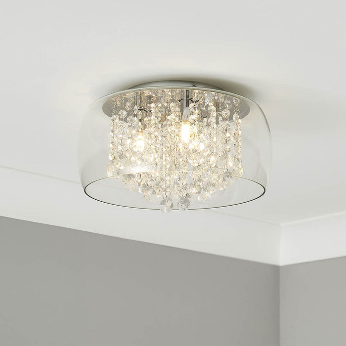 Ceiling Light Beaded Glass Shade Crystal Transparent Modern Bedroom Livingroom - Image 2