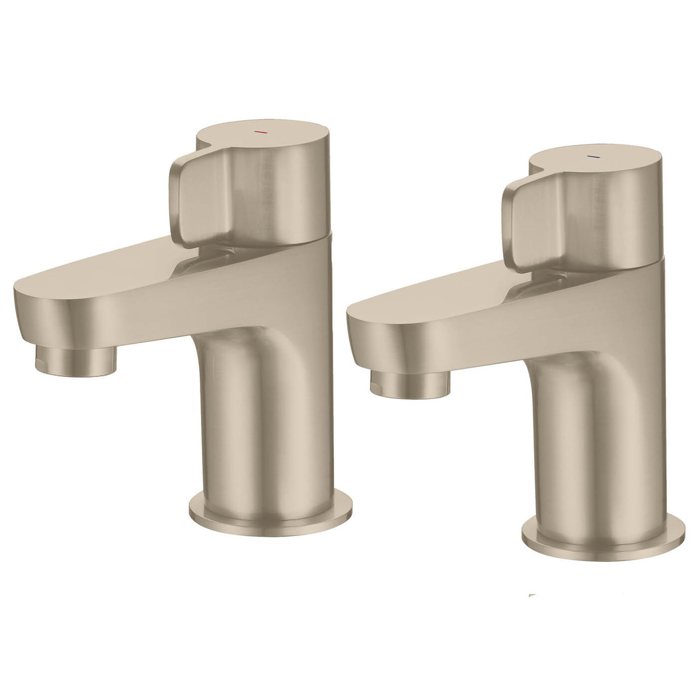 Bath Pillar Tap Nickel Effect Lever Bathroom Cold Hot Pair 1/4 Turn Modern - Image 1