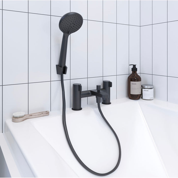 GoodHome Shower Mixer Tap 1003BD18BK Cavally Bath Mono Matt With 3 Spray Pattern - Image 2