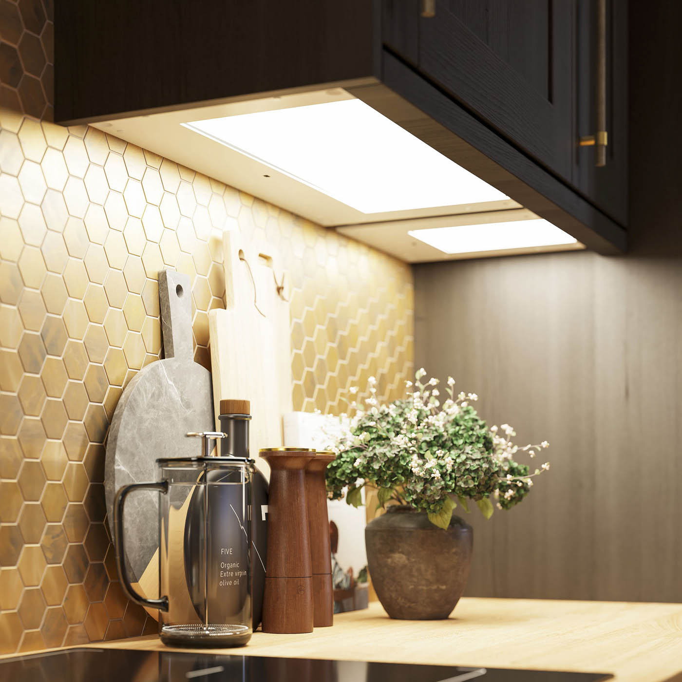 Under Cabinet Light Integrated LED Cool Warm White Mains Powered L319 x W364mm - Image 1