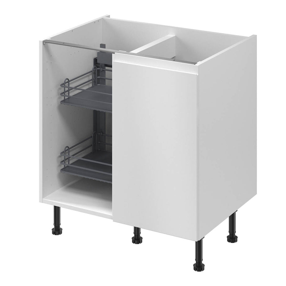 GoodHome Pebre Grey Soft-close RH Space corner cabinet 40cm Pull-out storage - Image 1
