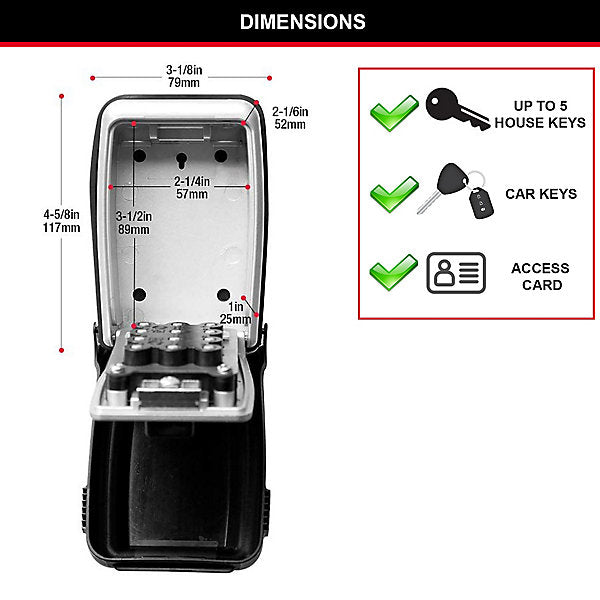 Master Lock Combination Key Safe 12 Digit Push Button Wall Mounted Keys Holder - Image 2