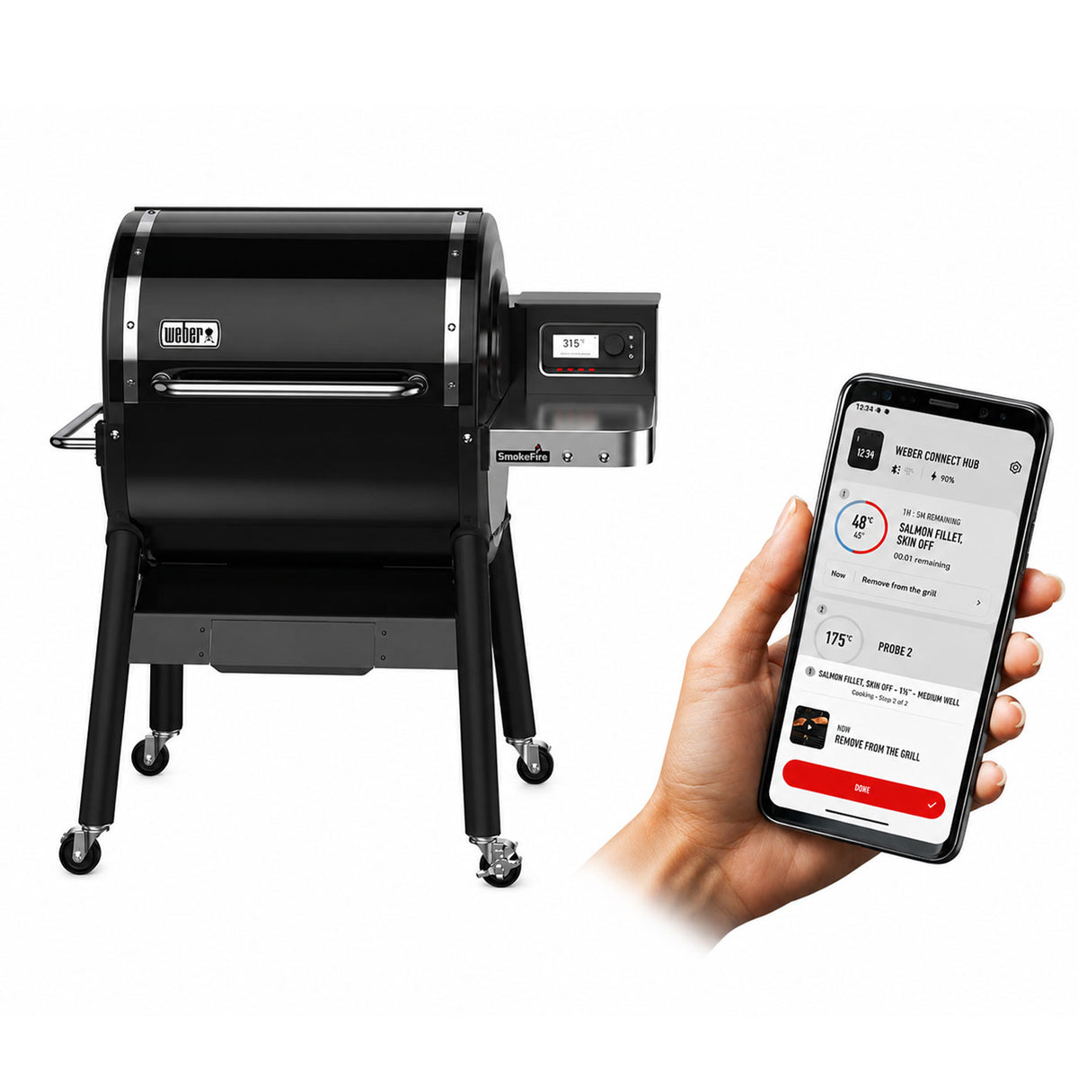 Smart Weber SmokeFire EX4 GBS Wood Fired Barbecue Grill Wheeled With Night Light - Image 1