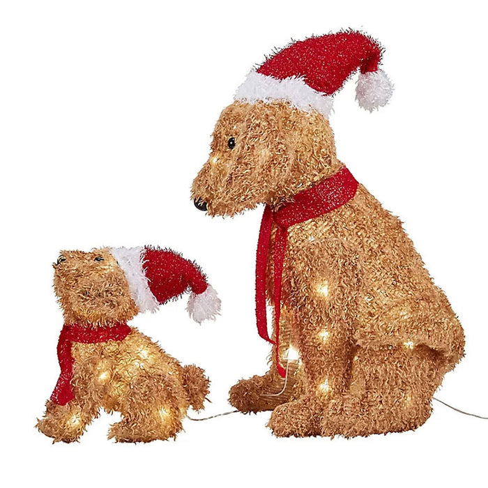 Christmas Lights Dogs Duo LED Freestanding 90 Lights Ice White 3.6W 4.5V - Image 2