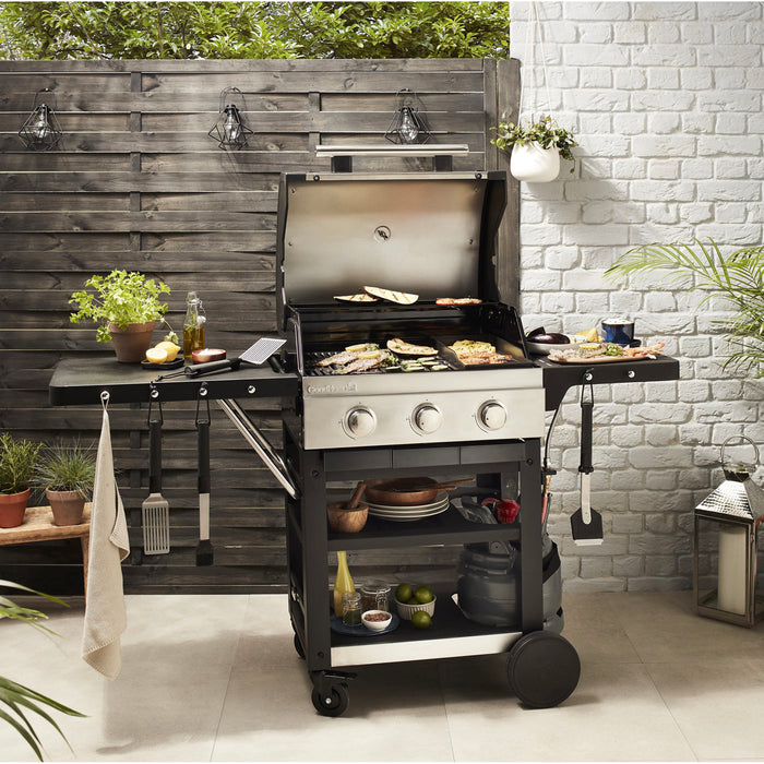 GoodHome Gas Barbecue 3 Burner Owsley 3 Black Portable Party Outdoors Garden BBQ - Image 2