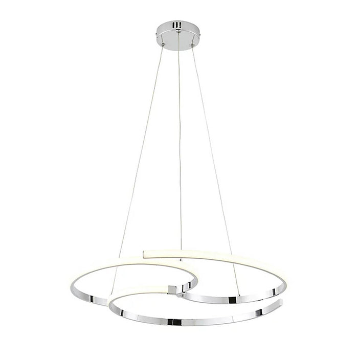 LED Pendant Ceiling Light Spiral Warm White Chrome Effect 2050Lm IP20 (Dia)420mm - Image 1