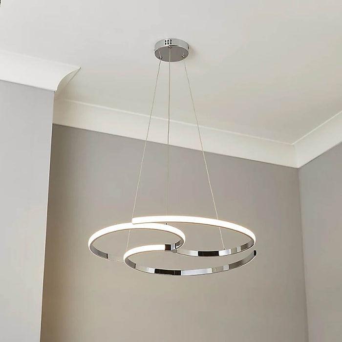 LED Ceiling Light Spiral Pendant Warm White 2050lm Chrome Living Bedroom 34W - Image 2