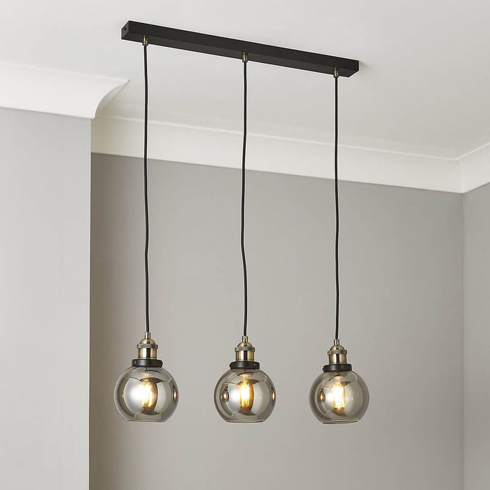 Inlight Ceiling Light 3 Way Pendant Matt Black Smoked Effect Kitchen 10W - Image 1