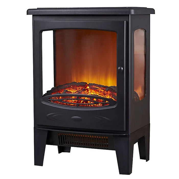 Electric Fireplace Stove Heater 1.8KW Black Flame Cast Iron Effect Freestanding - Image 1