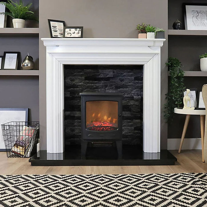 Electric Fireplace Stove Heater 1.8KW Black Flame Cast Iron Effect Freestanding - Image 2