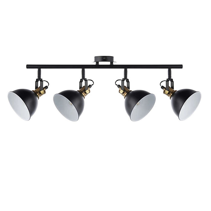 Spotlight Bar Ceiling Light 4 Way Matt Black Gold Effect Indoor E14 Dimmable 40W - Image 1