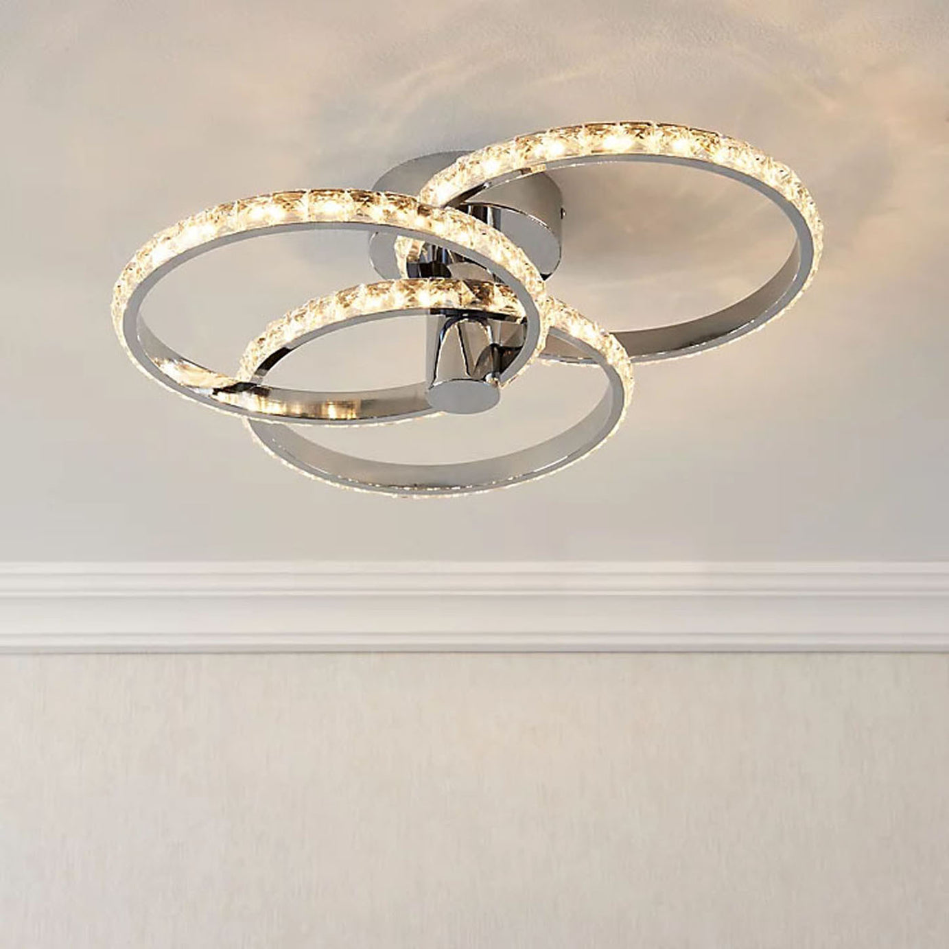 LED Ceiling Light 3 Way Chrome Pendant Warm White 	1500lm Living Room Bedroom - Image 1