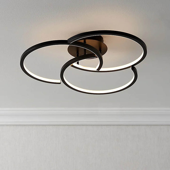 LED Ceiling Light 3 Way Lamp Decorative Ring Design Black Matt Energy Efficient - Image 2