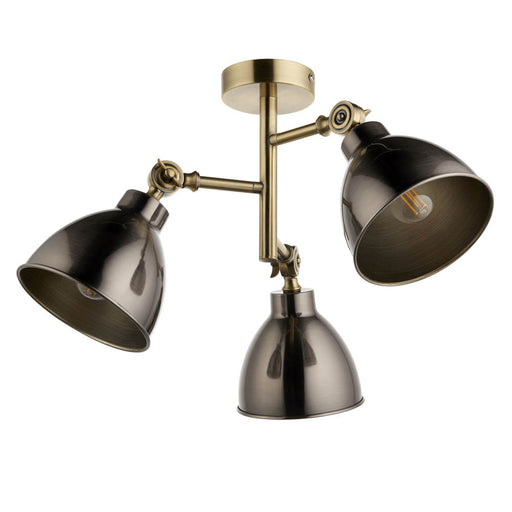 Ceiling Light Antique Brass Effect 3 Way Black Dimmable Bedroom Living Room 40W - Image 1