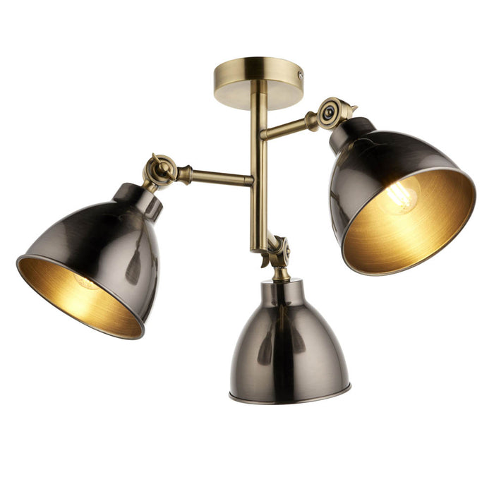 Ceiling Light Antique Brass Effect 3 Way Black Dimmable Bedroom Living Room 40W - Image 3