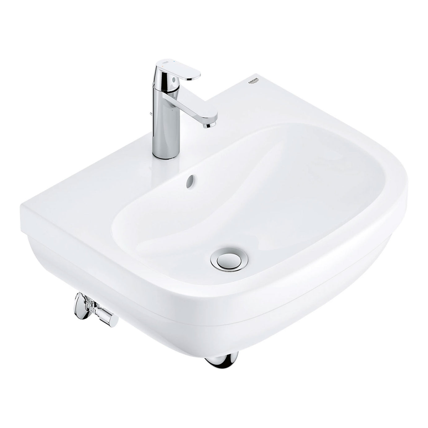 Grohe Eurosmart Cloakroom Basin Wall Mounted 59.5cm White Gloss - Image 1