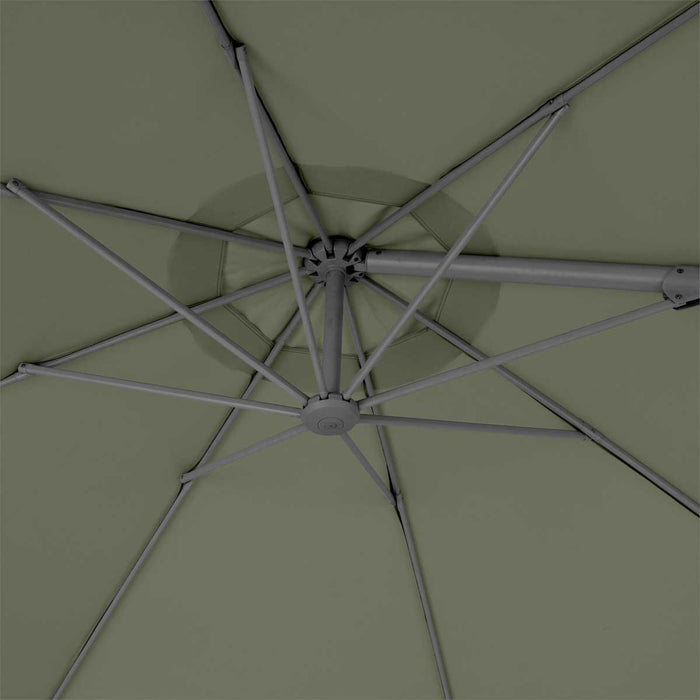 Garden Parasol Overhanging Aluminium Khaki Green Adjustable Round 2.55m - Image 3