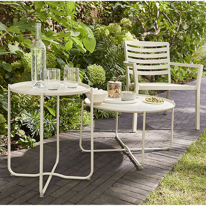 Coffee Table Round 2 Seater Steel Outdoor Dining White Nordic Modern (Dia)60cm - Image 2