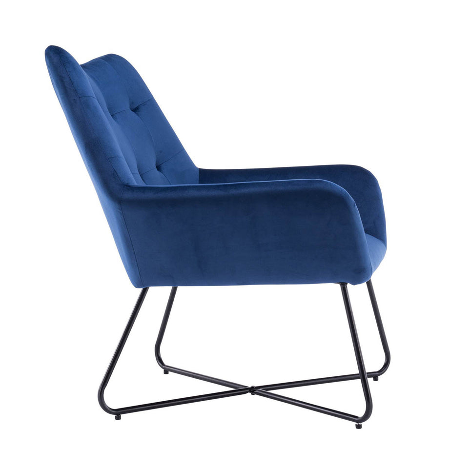 Velvet Chair Deep Blue Effect Comfort Luxury Industrial (H)865 (W)750 (D)800mm - Image 3