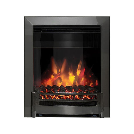 Electric Fire Inset Heater Black Chrome Effect Realistic LED Flames Remote 2kW - Image 1