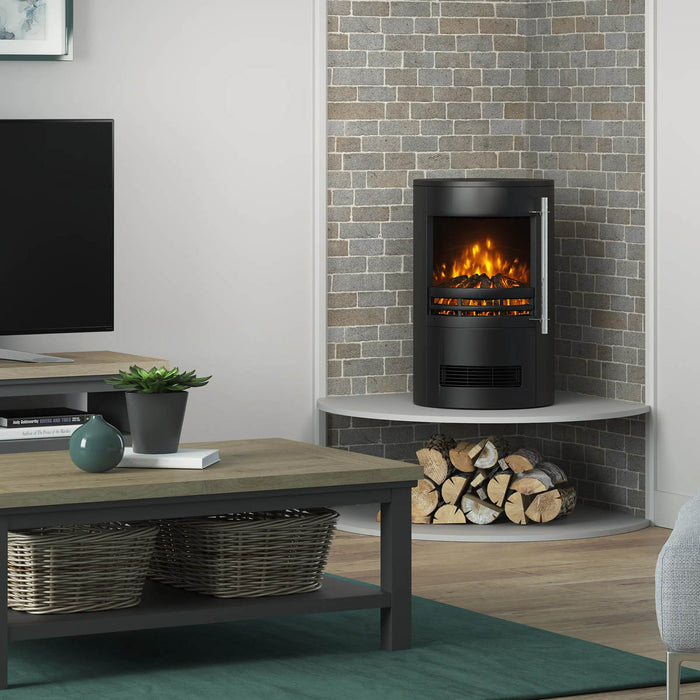Electric Stove Heater Fireplace Freestanding LED Flame Effect Black Matt 2kW - Image 2