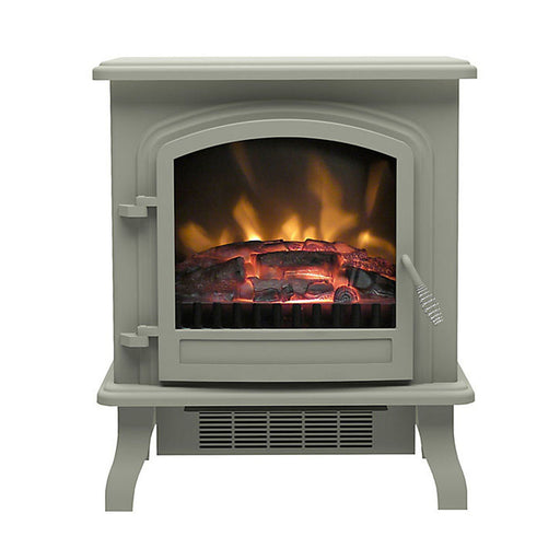 Electric Fireplace Stove Heater LED Flame Effect Grey Modern Freestanding 1.8KW - Image 1