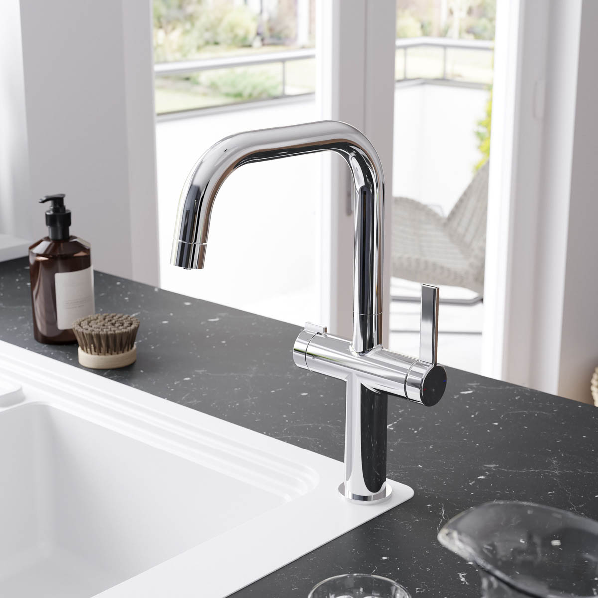 Filter Kitchen Tap Mixer Chrome Single Lever Ceramic Cartridge Modern Faucet - Image 2