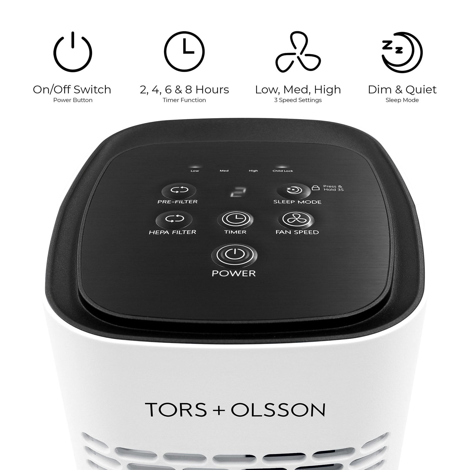 The Tors + Olsson Air Purifier 3 Speeds Sleep Mode Timer HEPA Air Filter - Image 4