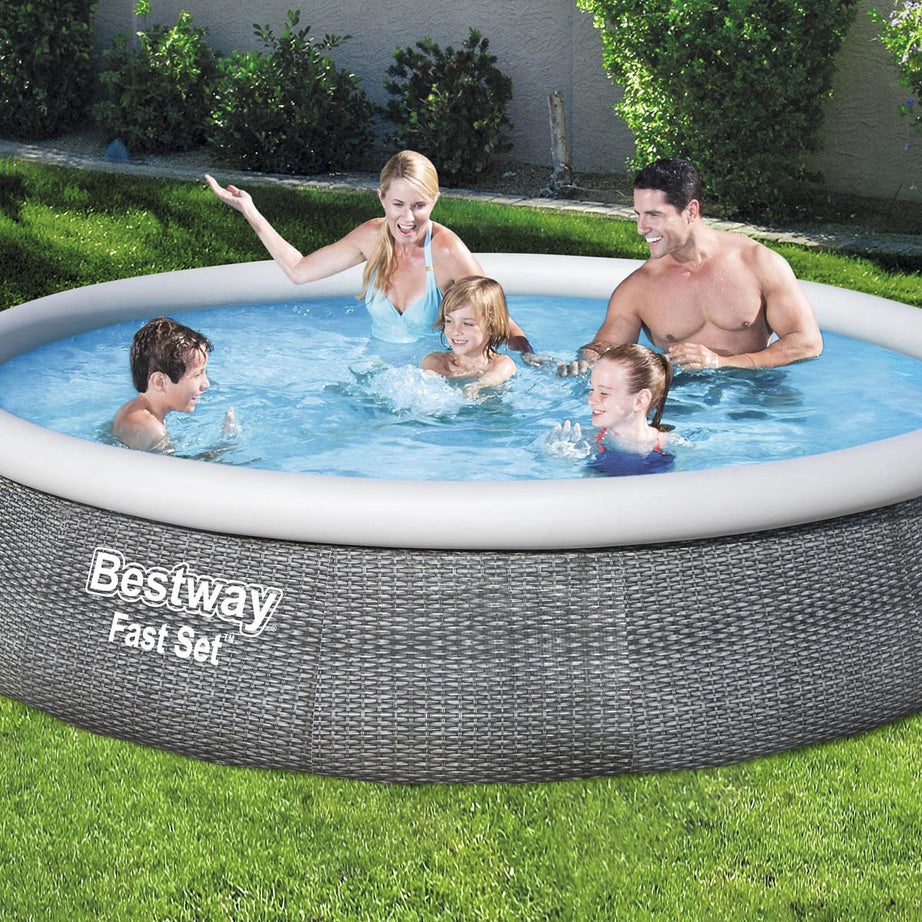 Bestway  Garden Pool Inflatable Family Round Grey With Pump (L) 396 x (H) 84cm - Image 2