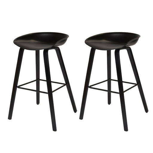 Bar Stool Black Matt Fixed Leg Footrest Kitchen Breakfast Chair (H)800mm Pair - Image 1