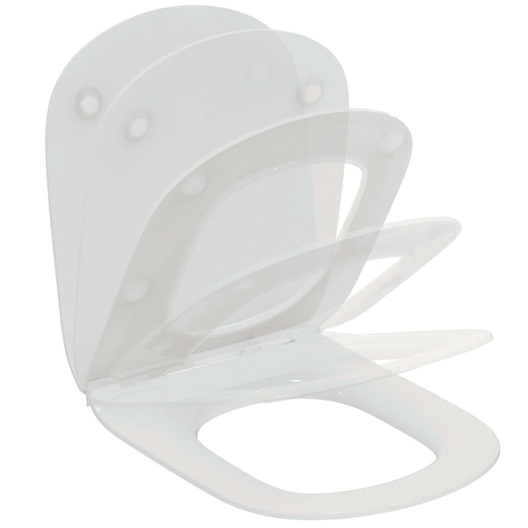 Toilet Seat Soft Close White D-Shaped Slim Sleek Top Fix Classic Durable - Image 1