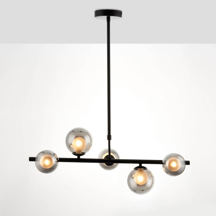 Cole Horizontal Black 5 Lamp Pendant ceiling light, (Dia)250mm - Image 1