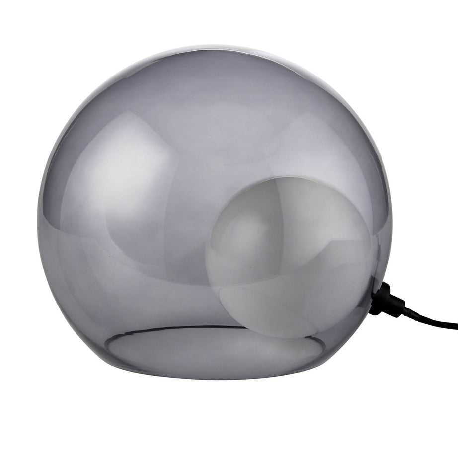 Table Lamp Half Moon Opal Black Glass Round Modern Bedside Night Light 250mm - Image 1