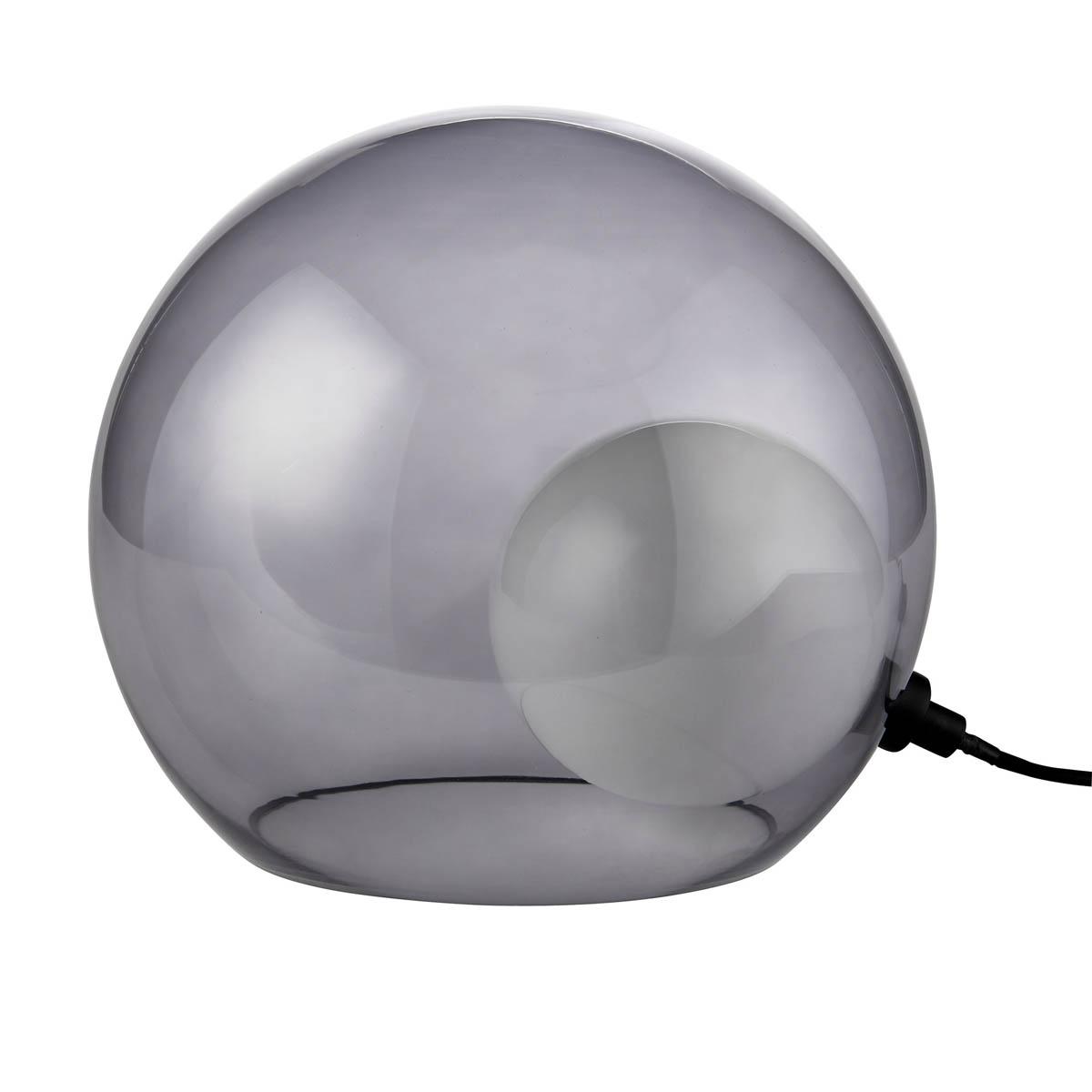 Table Lamp Half Moon Opal Black Glass Round Modern Bedside Night Light 250mm - Image 1