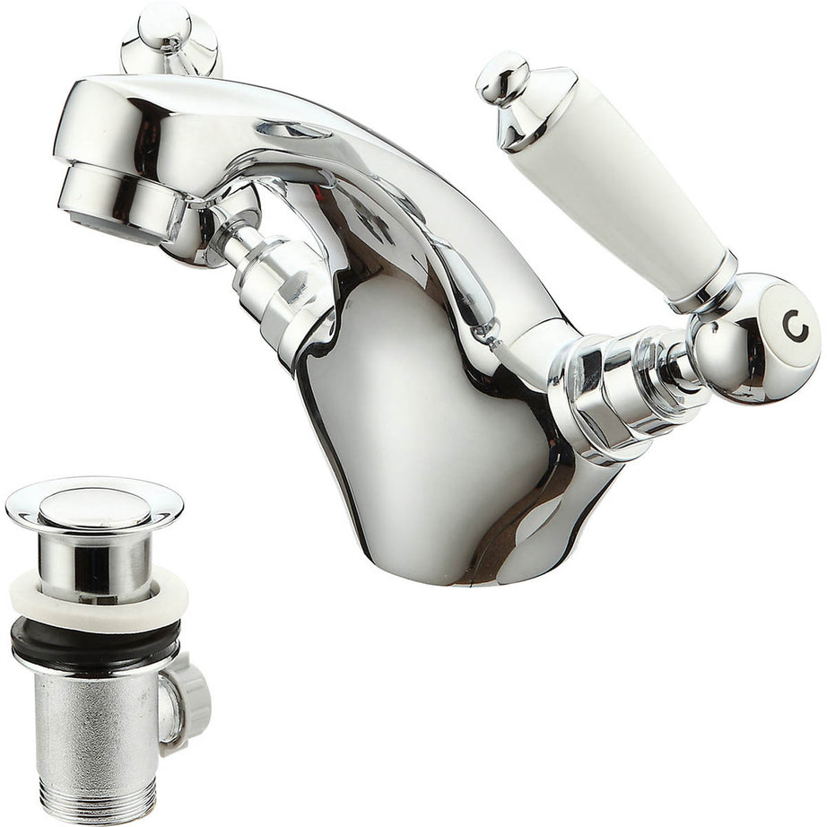 Basin Tap Mono Mixer Brass Dual Lever ¼ Turn Bathroom Wash Sink Faucet - Image 1