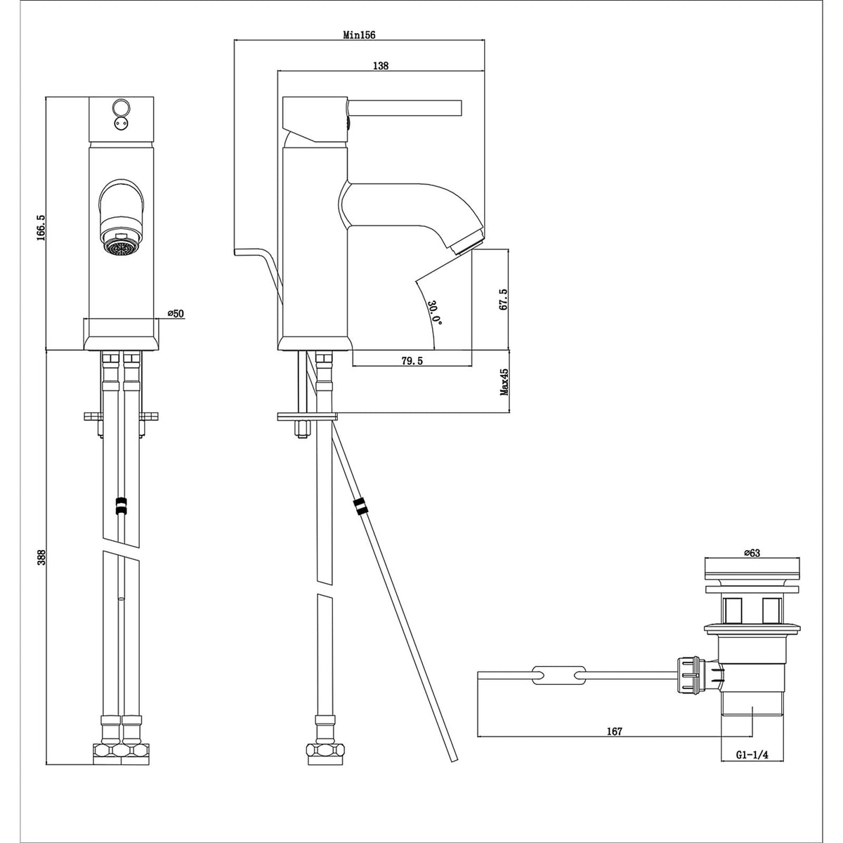 GoodHome Hoffell Basin Mono Mixer Tap Chrome Brass 1 Lever Bathroom Tap - Image 4