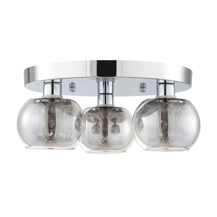 Ceiling Light 3 Way Round Smoke Glass Shades Crystal Decor Livingroom Bedroom - Image 3