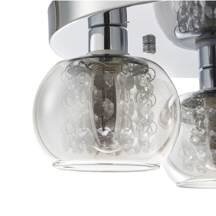 Ceiling Light 3 Way Round Smoke Glass Shades Crystal Decor Livingroom Bedroom - Image 4