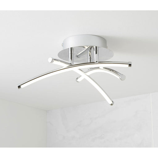 LED Ceiling Light 3 Way Modern Chrome Matt Acrylic Steel Bedroom Living Room - Image 1