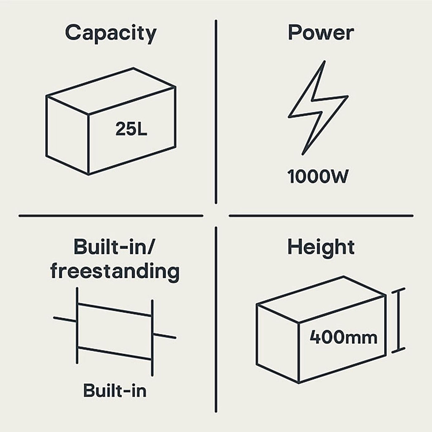 Cooke & Lewis Microwave 25L Built-In Grill Function Dial And Touch Control 900W - Image 3