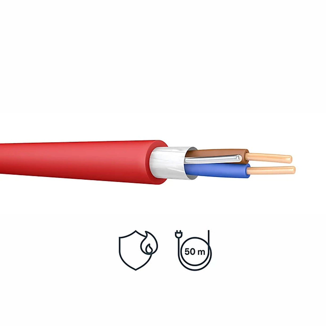 Prysmian Wiring Cable FP2002 Core Earth Round Red Fire Resistant 2.5mm² 50m - Image 1