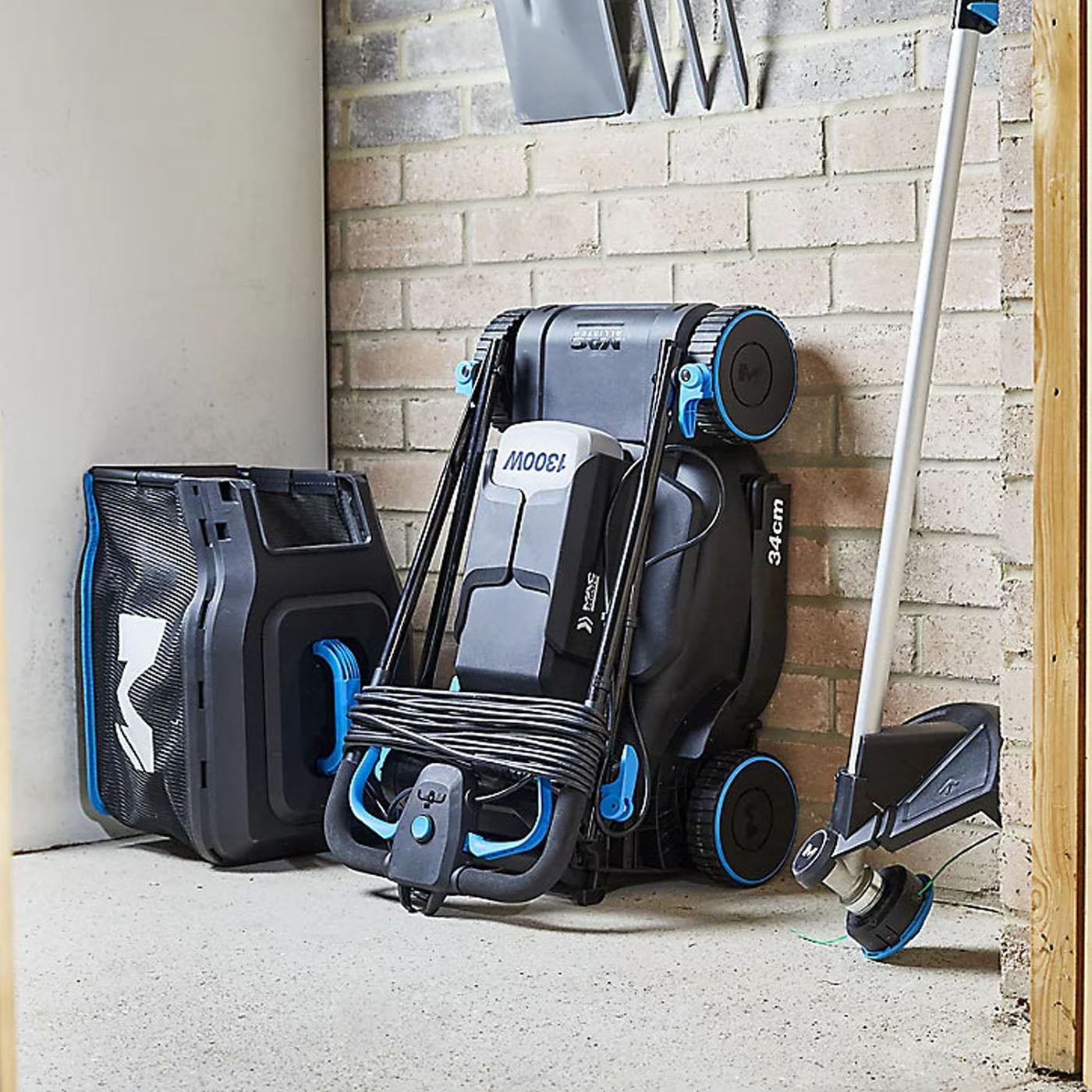 Mac Allister Electric Rotary Lawn Mower MLM1334 1300W 240V 35L Vertical Storage - Image 4