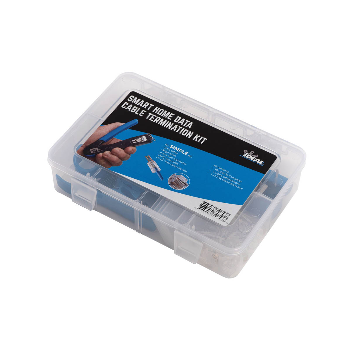 Cable Connector Kit With Tools FT-45 Feed-Thru Ergonomic Cat 5e Modular Plugs - Image 1