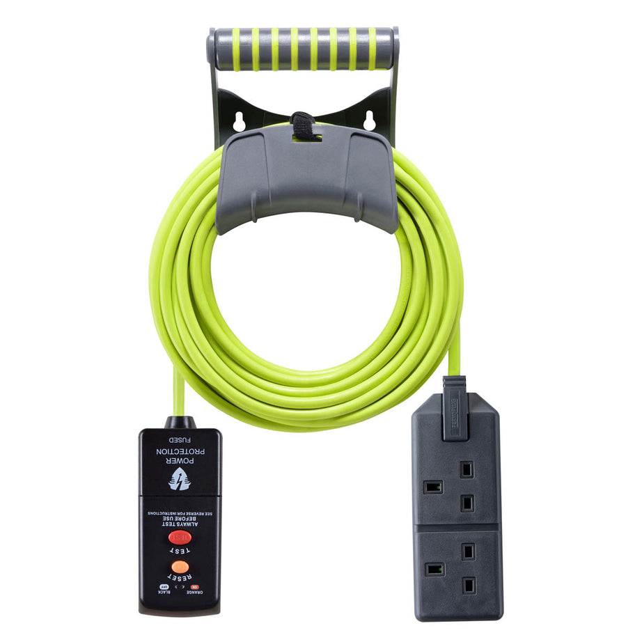 Masterplug Extension Lead Cable 2 Gang 13A Grey Green With RCD Plug Socket 10m - Image 2