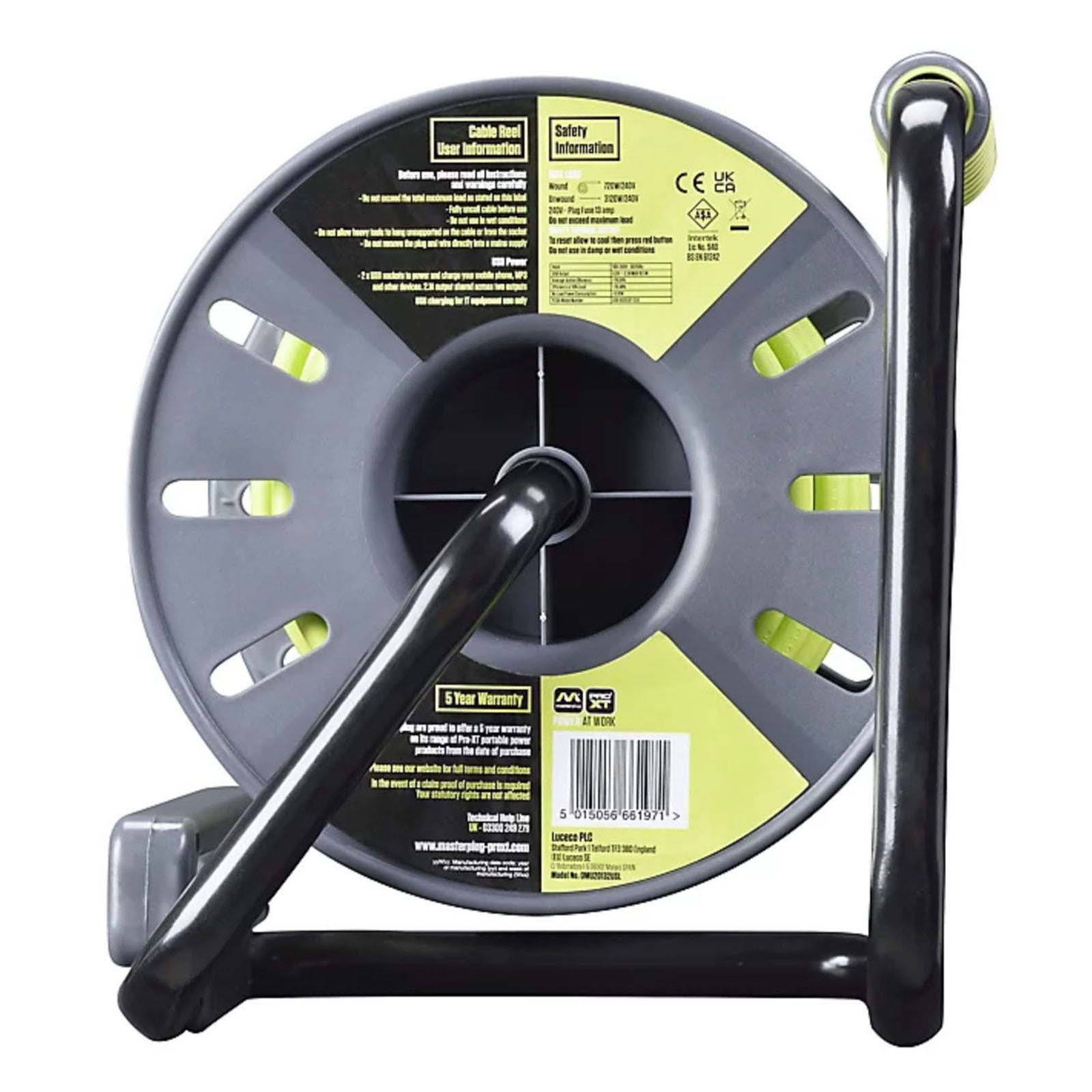 Masterplug Cable Reel Corded 2 Gang 20M 2 USB Ports LED 13A 240V Sturdy - Image 4